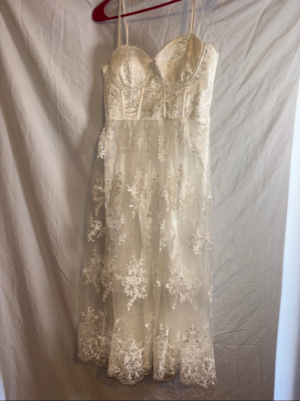 Lulu's Ivory Lace Midi Dress